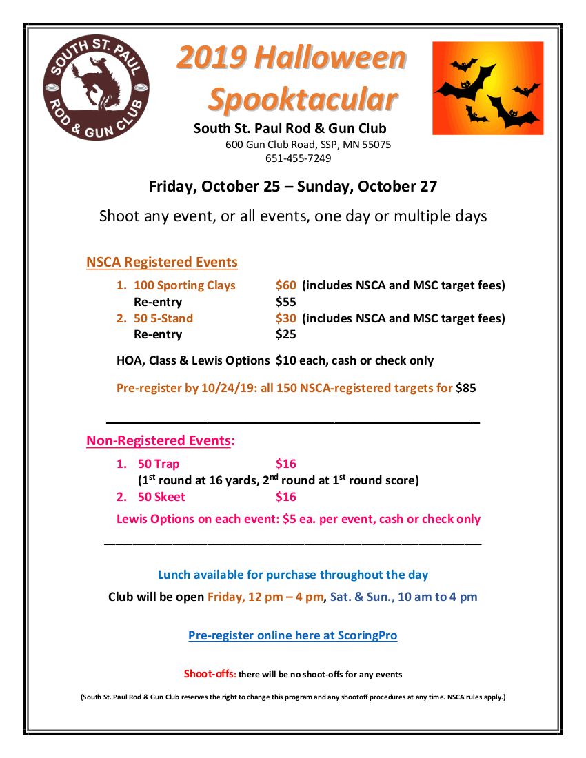 2019 Halloween Spooktacular Shoot Flyer