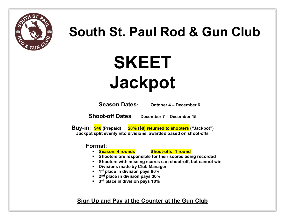 Jackpot Mini-League – Skeet Flyer 2 – 2019 – Fall