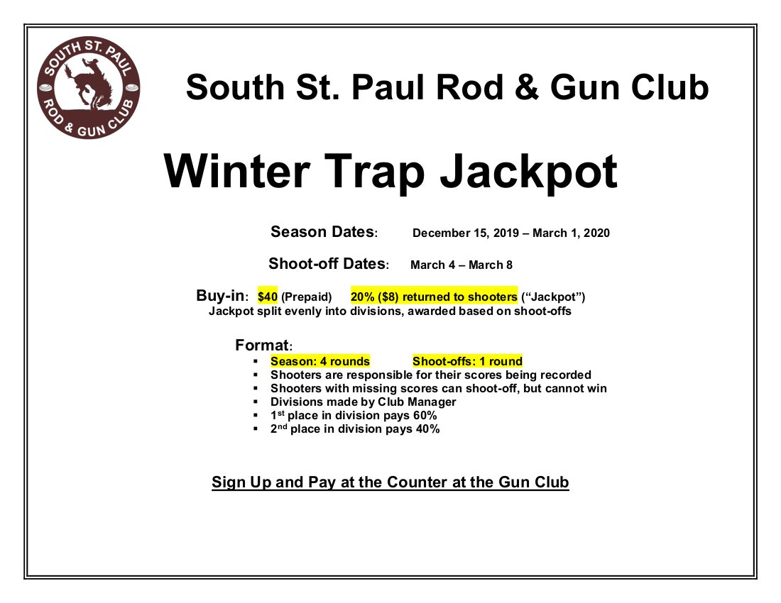 Jackpot Mini-League – Trap Flyer – 2019 – Winter