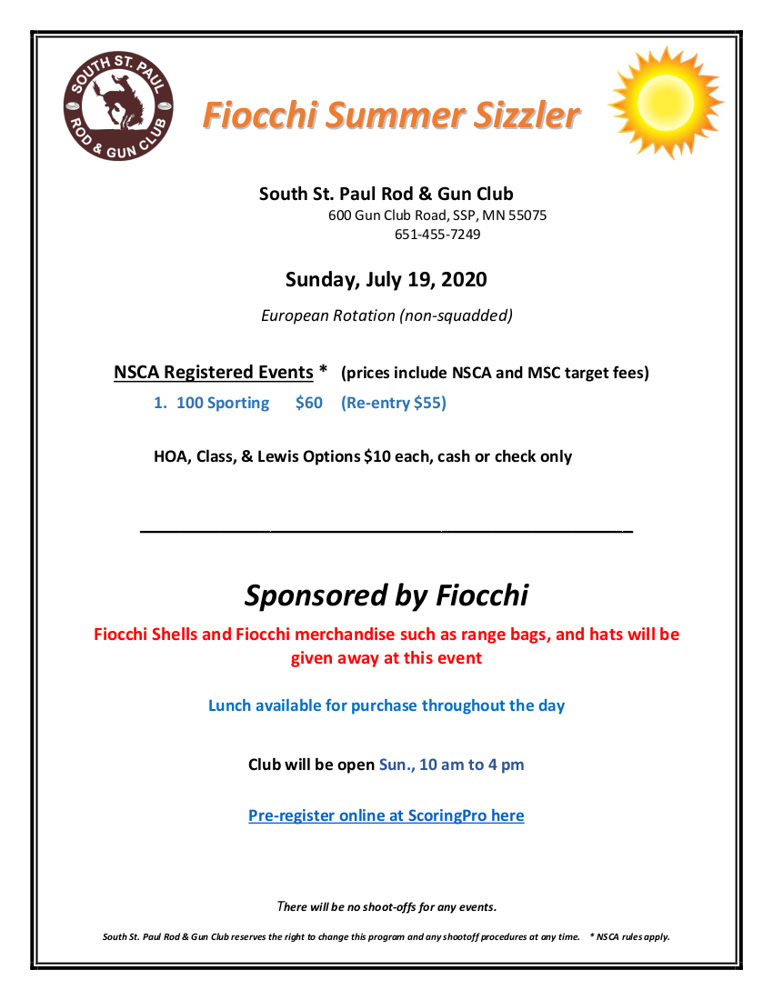 2020 Summer Sizzler Shoot Flyer